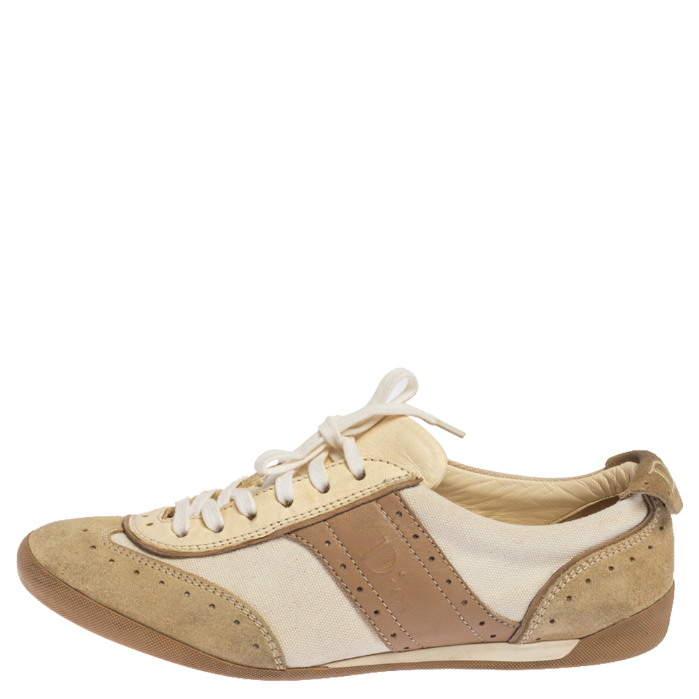 

Dior Beige/White Brogue Suede, Leather and Canvas Low Top Sneakers Size