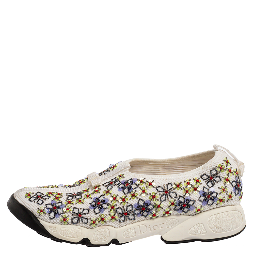 

Dior White Mesh Fusion Embellished Slip On Sneakers Size