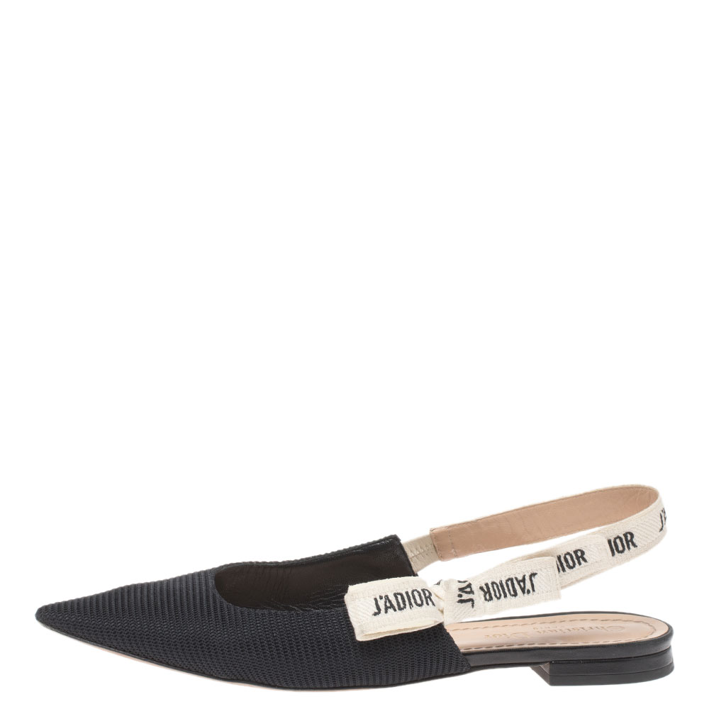 

Dior Black Technical Canvas J'adior Slingback Sandals Size