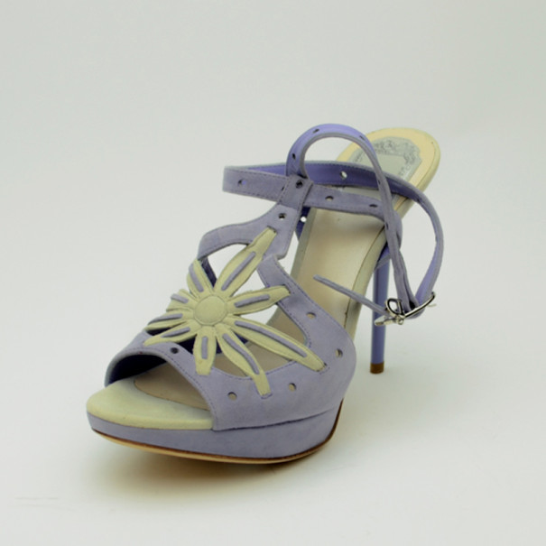 Pre Owned Dior Purple Suede Platform Sandals Size 37.5