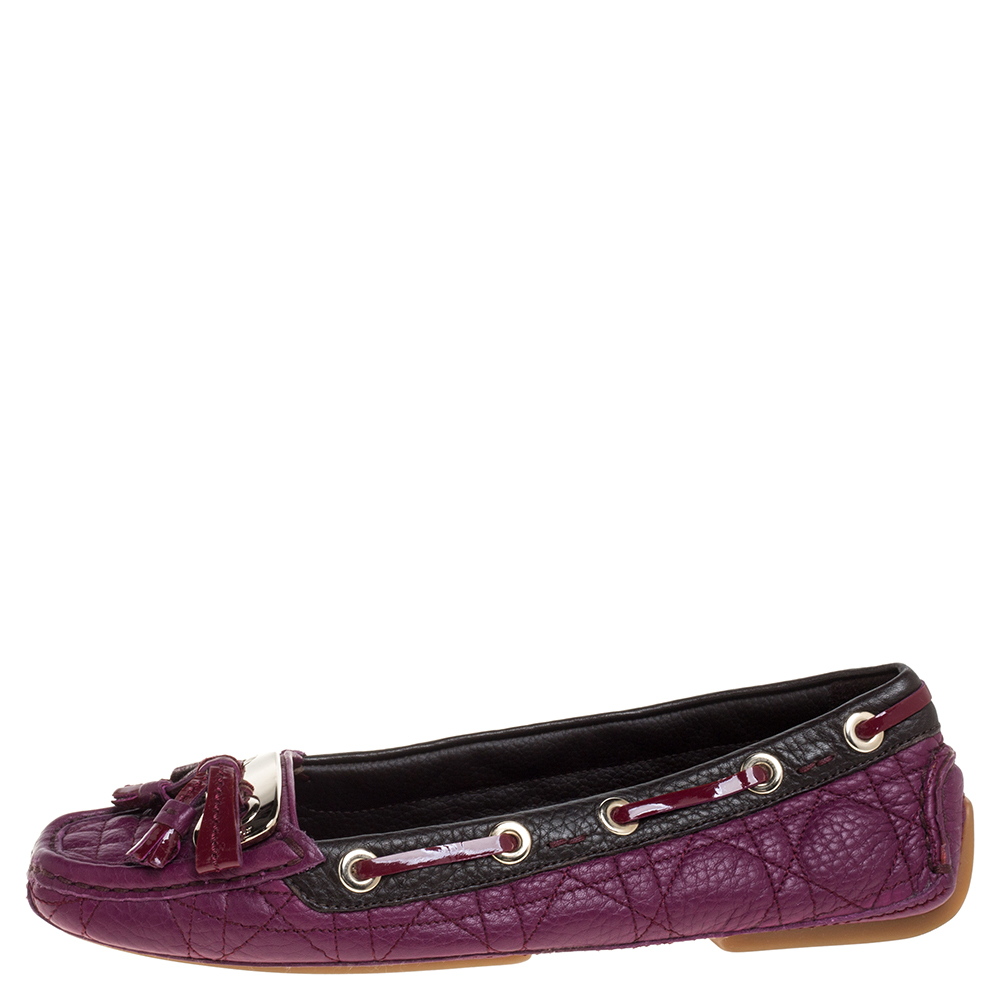 

Dior Magenta Cannage Leather Tassel Detail Slip On Loafers Size, Pink
