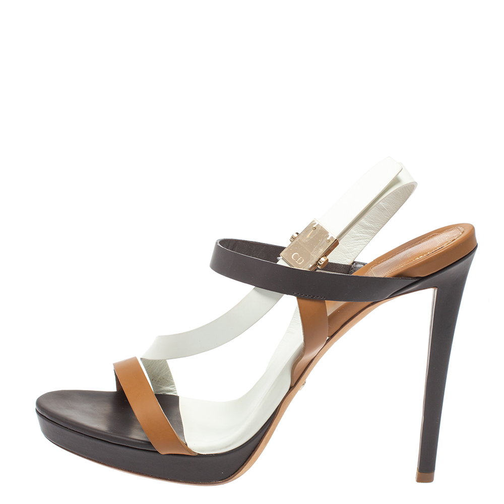 

Dior Tri Color Leather Ankle Strap Open Toe Sandals Size, Multicolor