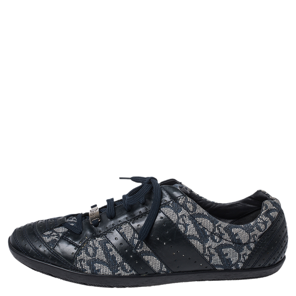

Dior Blue Leather and Diorissimo Canvas Low Top Sneakers Size