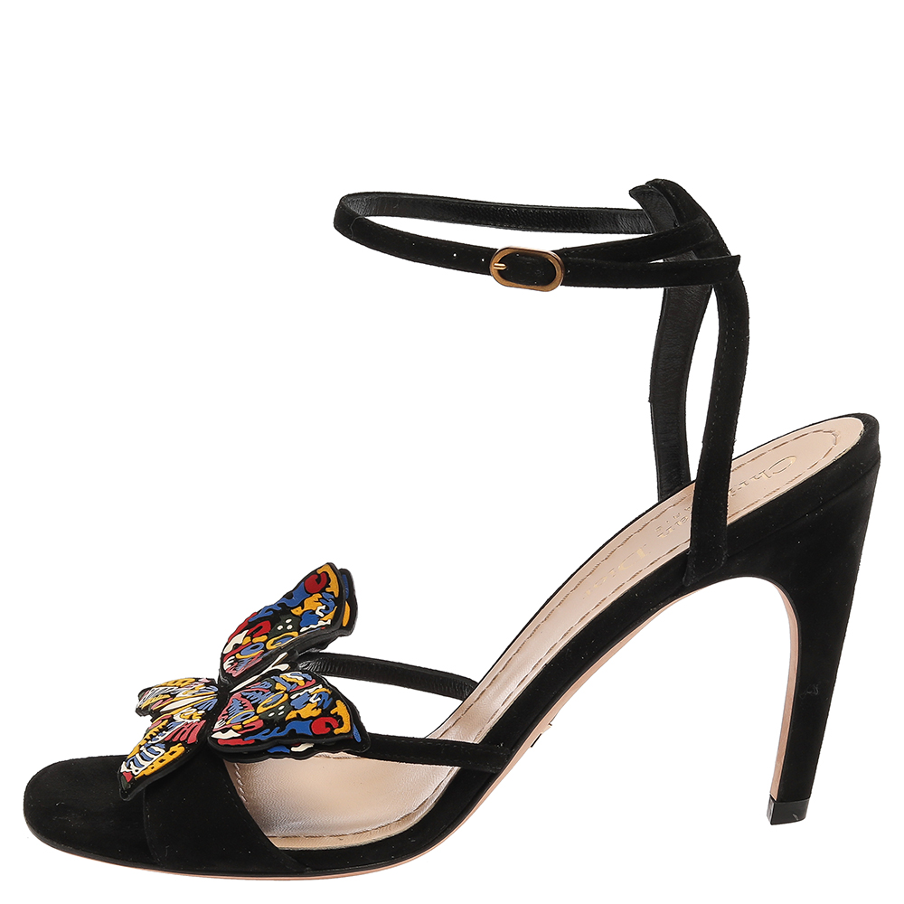 

Dior Black Suede D-Butterfly Ankle Strap Sandals Size