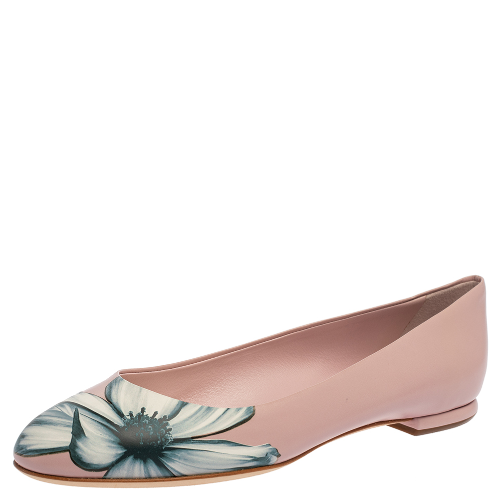 Get The Dior Pink Floral Print Leather Ballet Flats Size 38 5 From The Luxury Closet Now Accuweather Shop