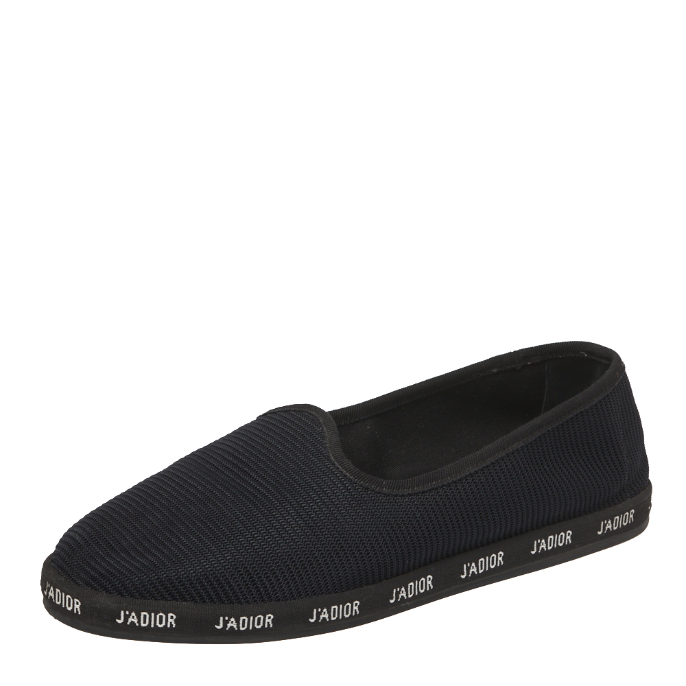 مملوكة مسبقًا Dior Black Technical Fabric J'adior Slip on Flats Size 40