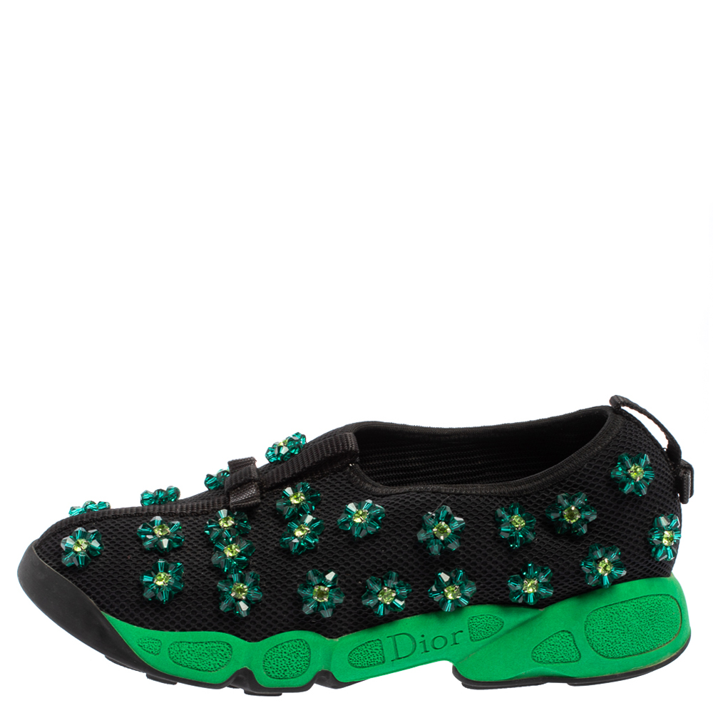 

Dior Black Mesh Fusion Crystal Embellished Slip On Sneakers Size