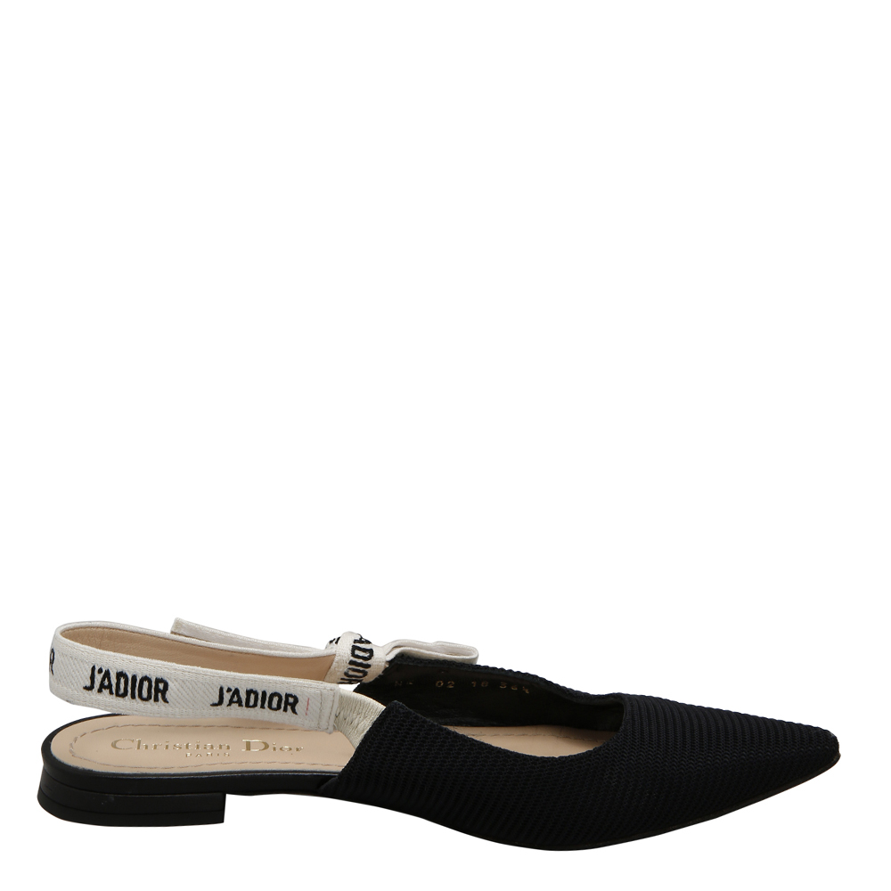 

Dior Black/Creme Woven J'Adior Ballerina Slingback Flats EU