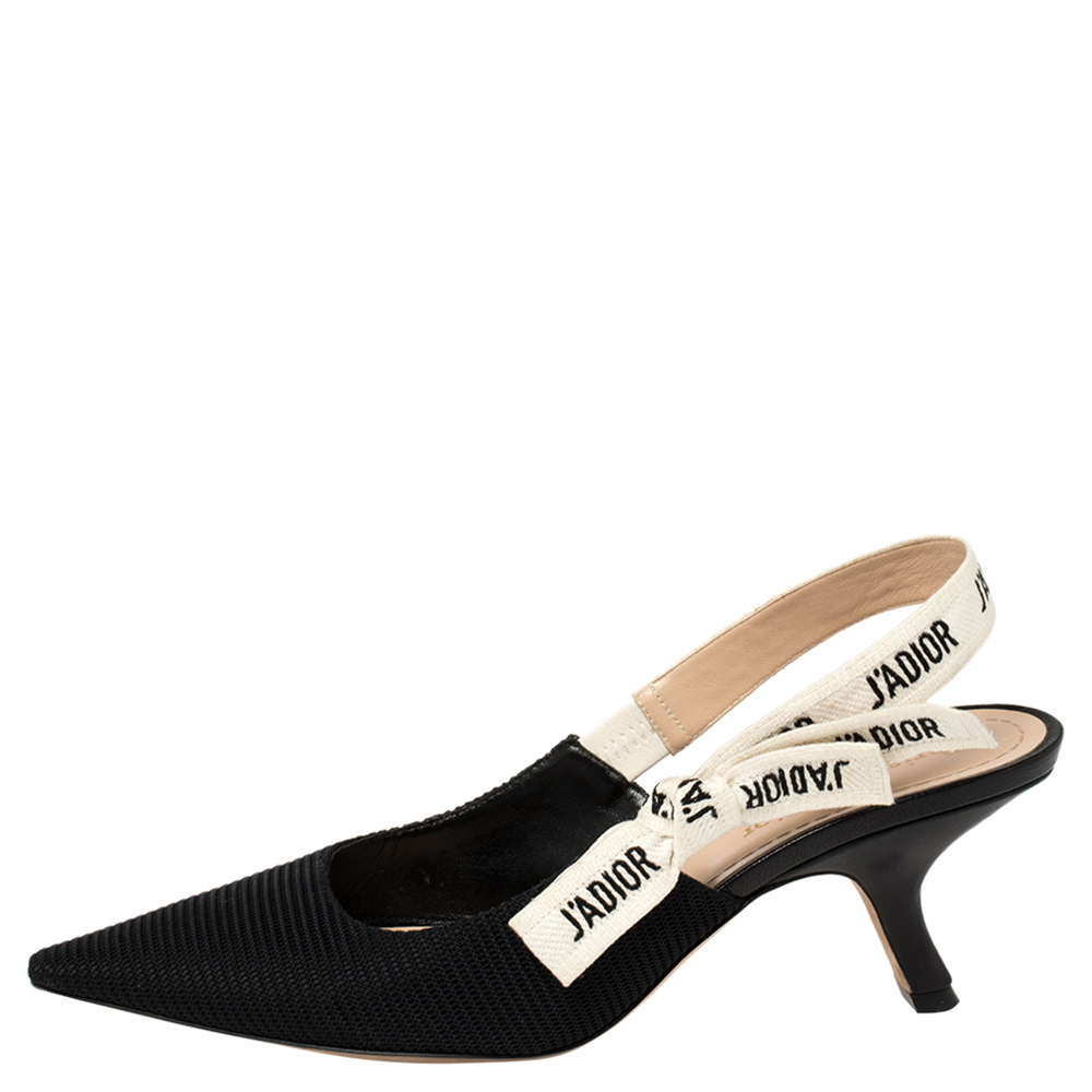 

Dior Black Technical Canvas J'adior Slingback Sandals Size