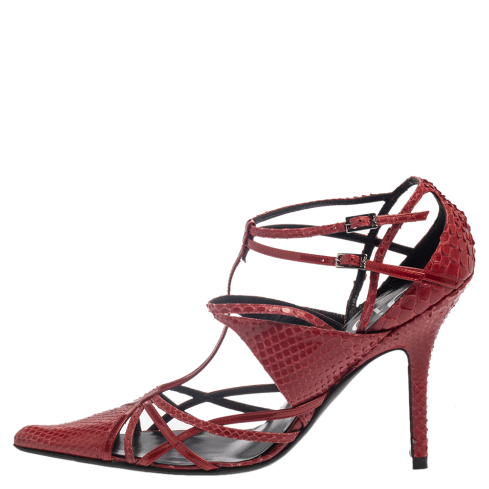 

Dior Red Python Strappy Pointed Toe Pumps Size