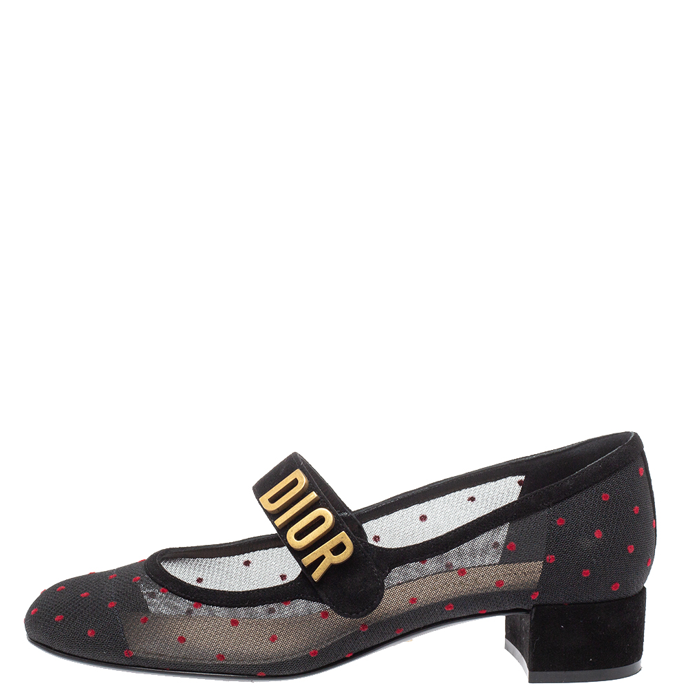 

Dior Black Mesh And Suede Trim Baby-D Mary Jane Flats Size