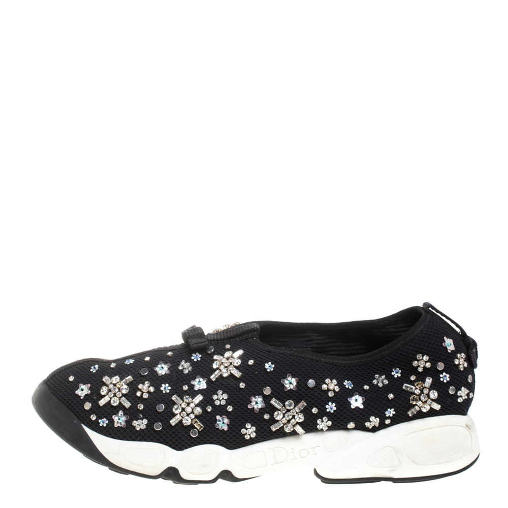 

Dior Black Mesh Fusion Embellished Low Top Sneakers Size