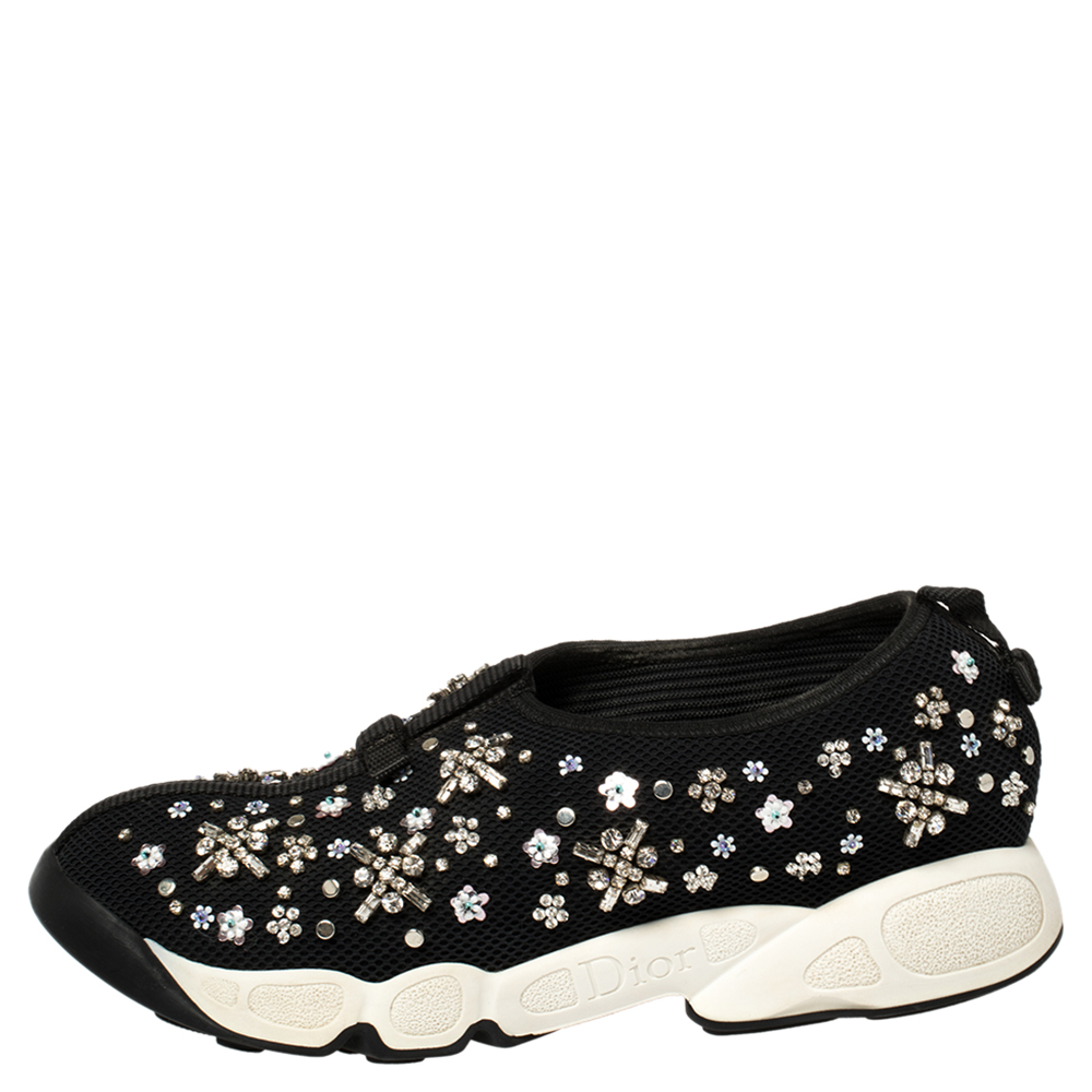 

Dior Black Mesh Crystal Embellished Fusion Sneakers Size