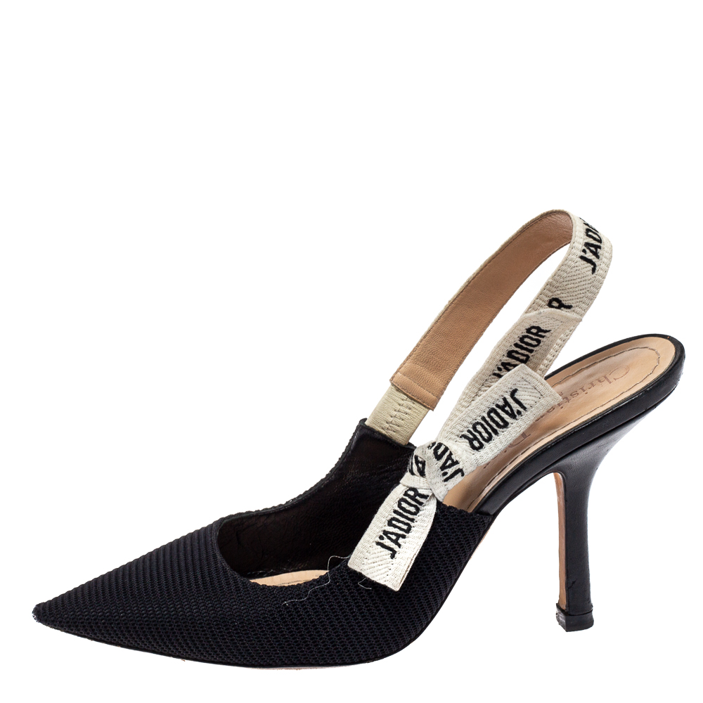 

Dior Black Fabric J'Adior Slingback Pumps Size