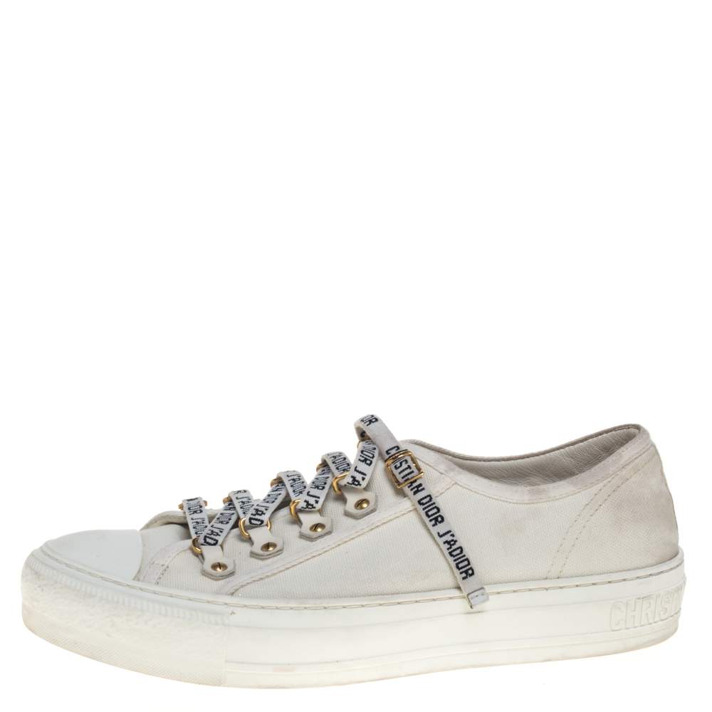 

Dior White Canvas Walk'n'Dior Low Top Sneakers Size