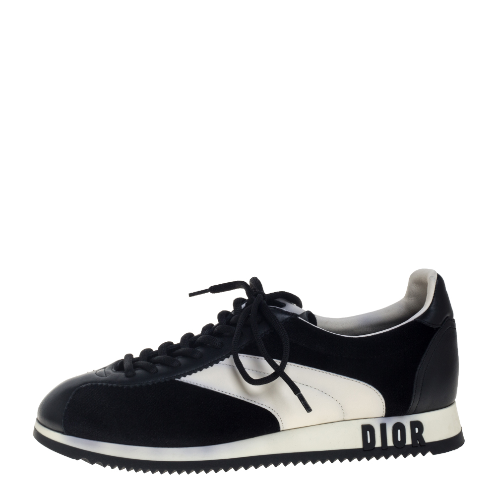 

Dior Black/White Velvet and Leather Diorun Low Top Sneakers Size