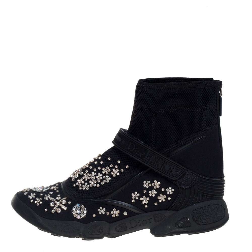 

Dior Black Mesh And Fabric Embellished Ankle Length Sneaker Boots Size