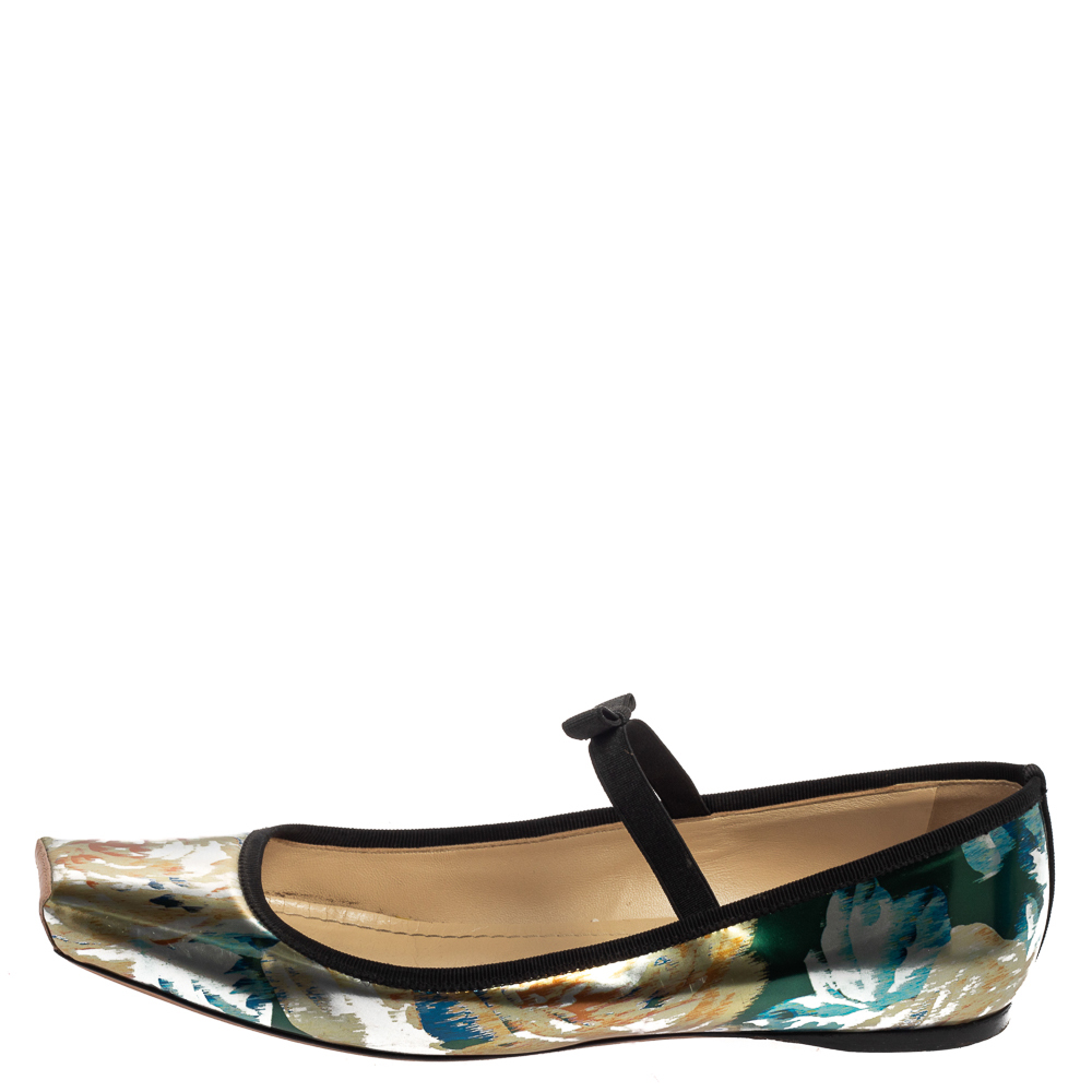 

Dior Multicolor Patent Leather Mary Jane Square Toe Flats