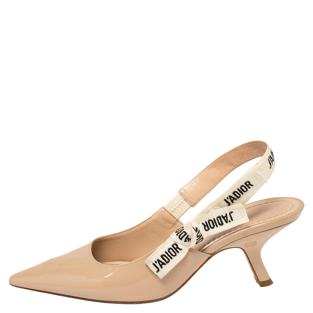 

Dior Beige Patent Leather J'adior Sandals Size