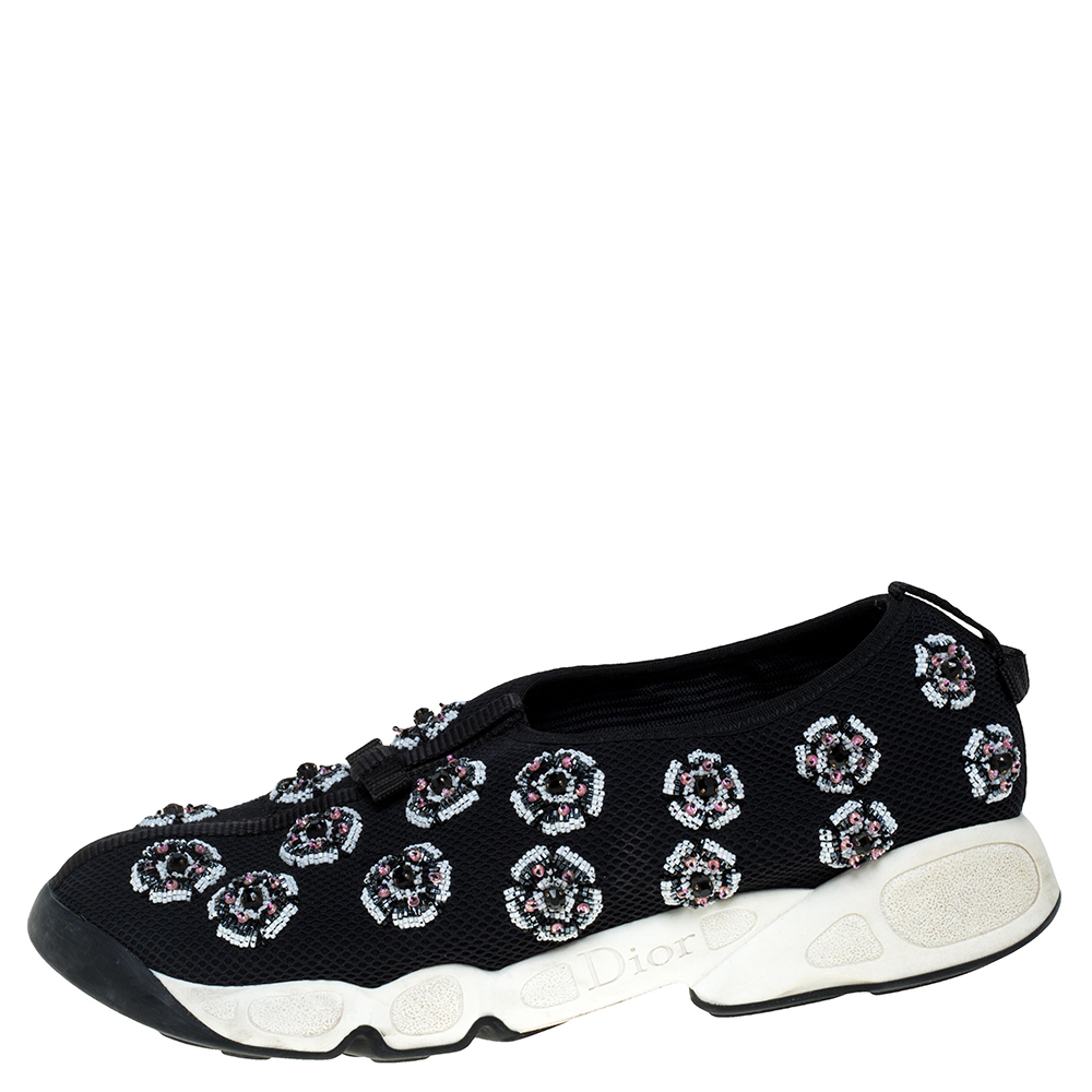 

Dior Black Mesh Fusion Embellished Slip On Sneakers Size