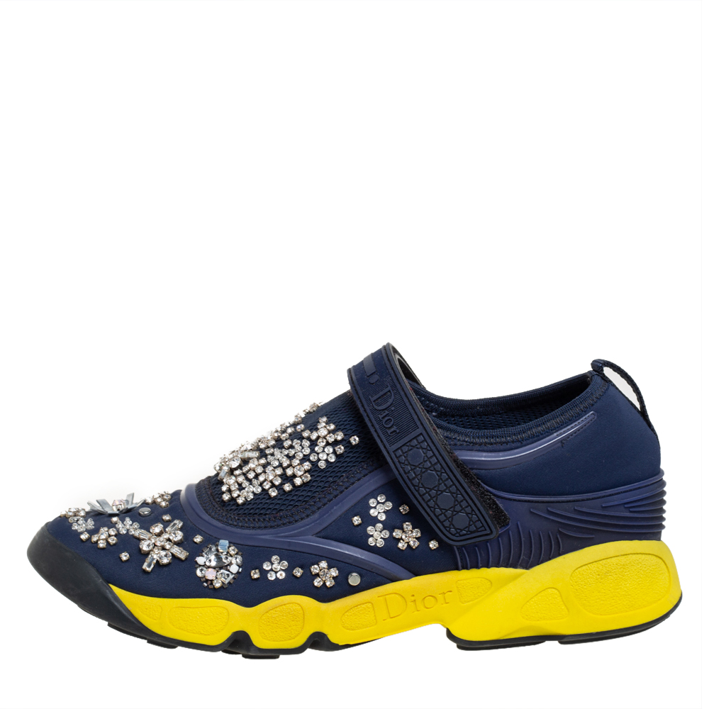 

Dior Blue/Yellow Rubber And Fabric Fusion Sneaker Size