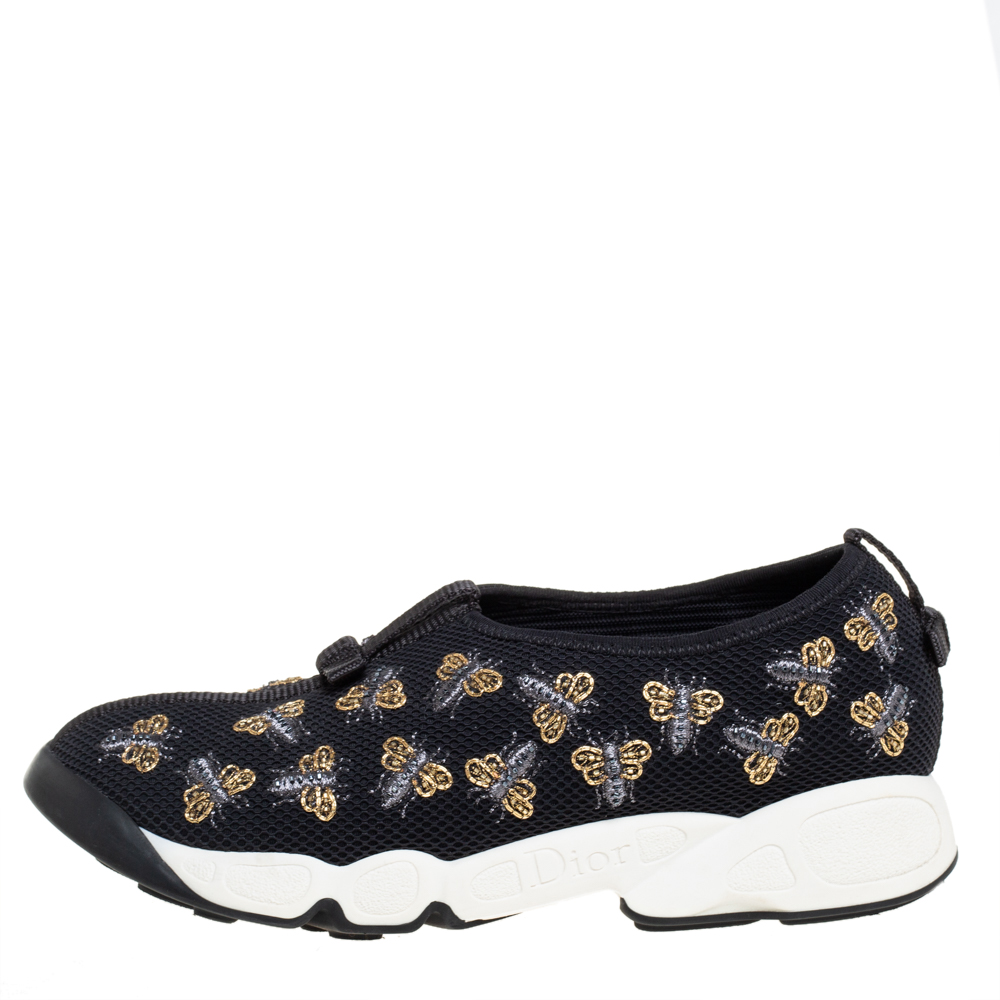 

Dior Black Bee Embellished Mesh Fusion Slip On Sneakers Size