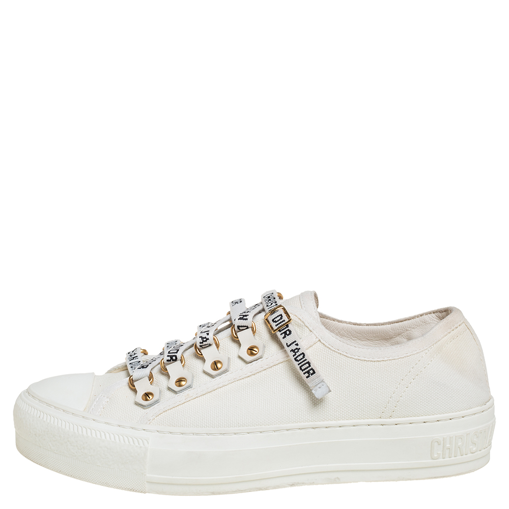 

Dior White Canvas And Leather Walk'n'Dior Sneakers Size