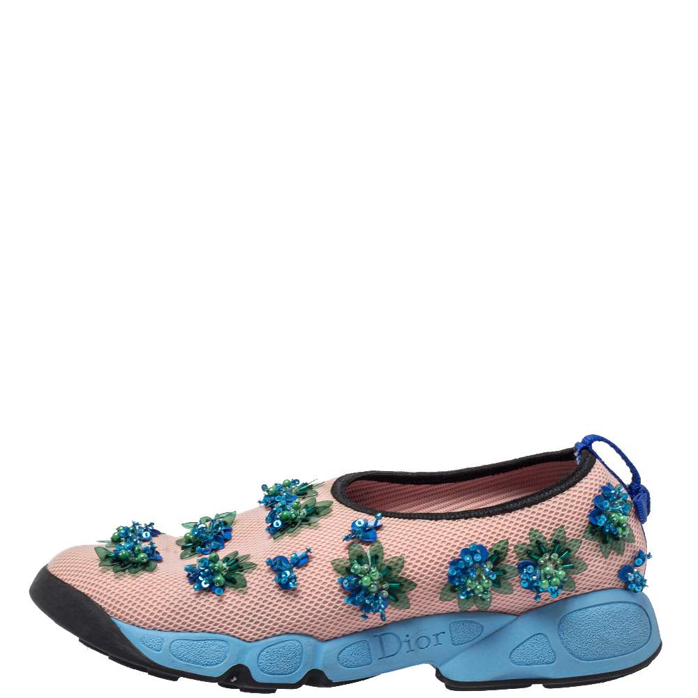 

Dior Pink Mesh Fusion Embellished Slip On Sneakers Size