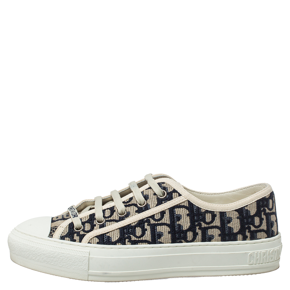 

Dior Grey/Blue Canvas Walk'N'Dior Sneakers Size
