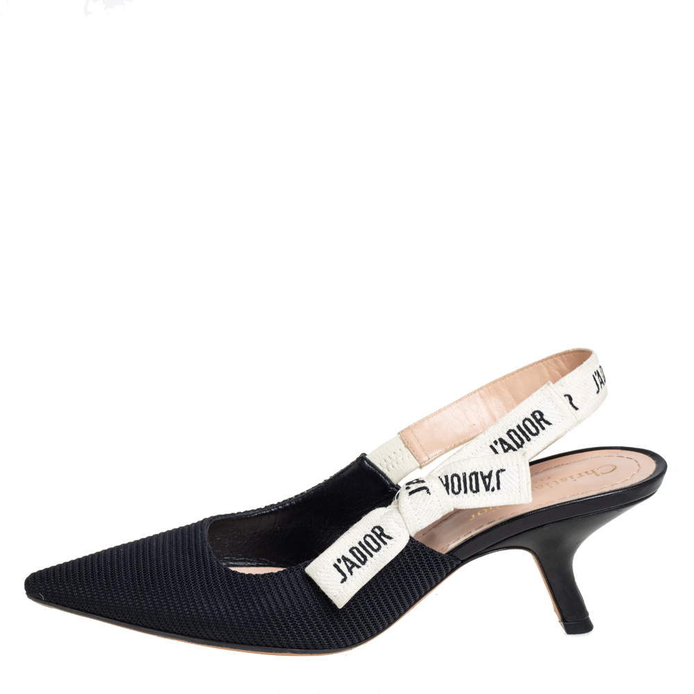 

Dior Black Fabric J'Adior Pointed Toe Slingback Sandals Size
