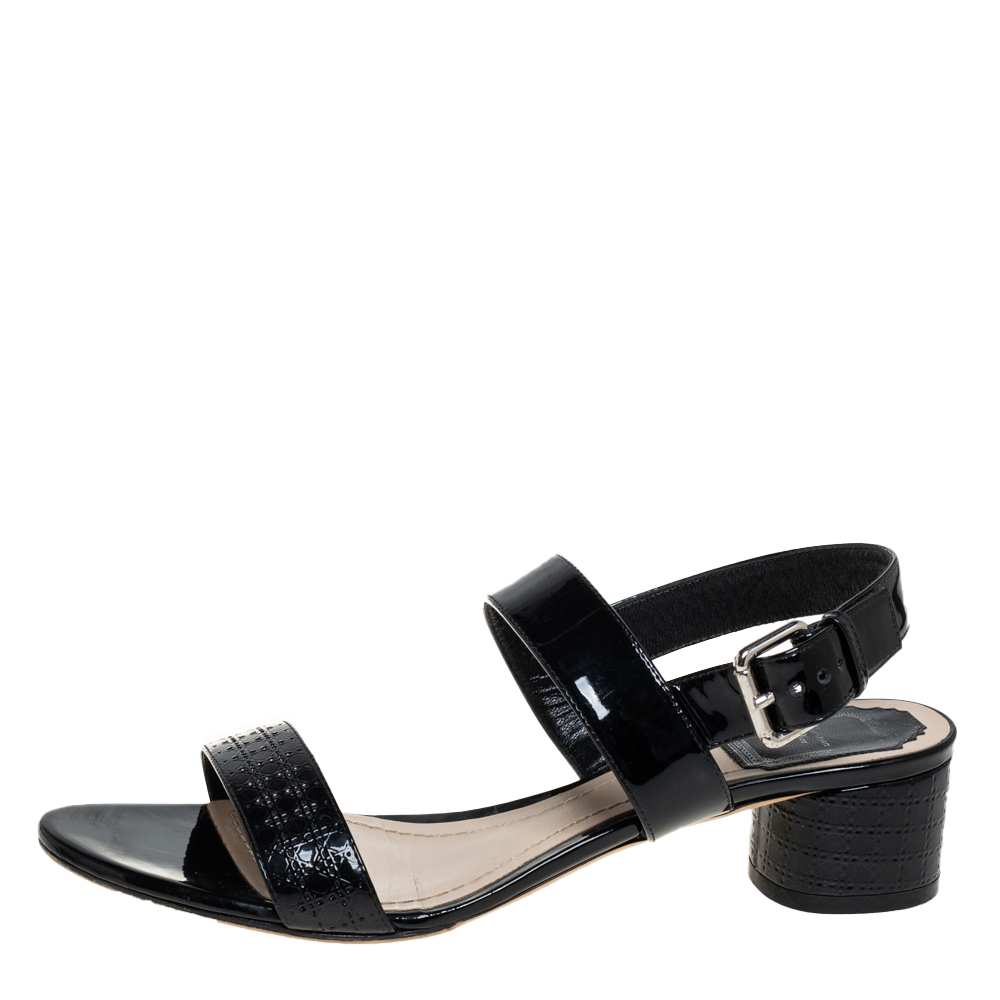 

Dior Black Patent Leather Ankle Strap Sandals Size