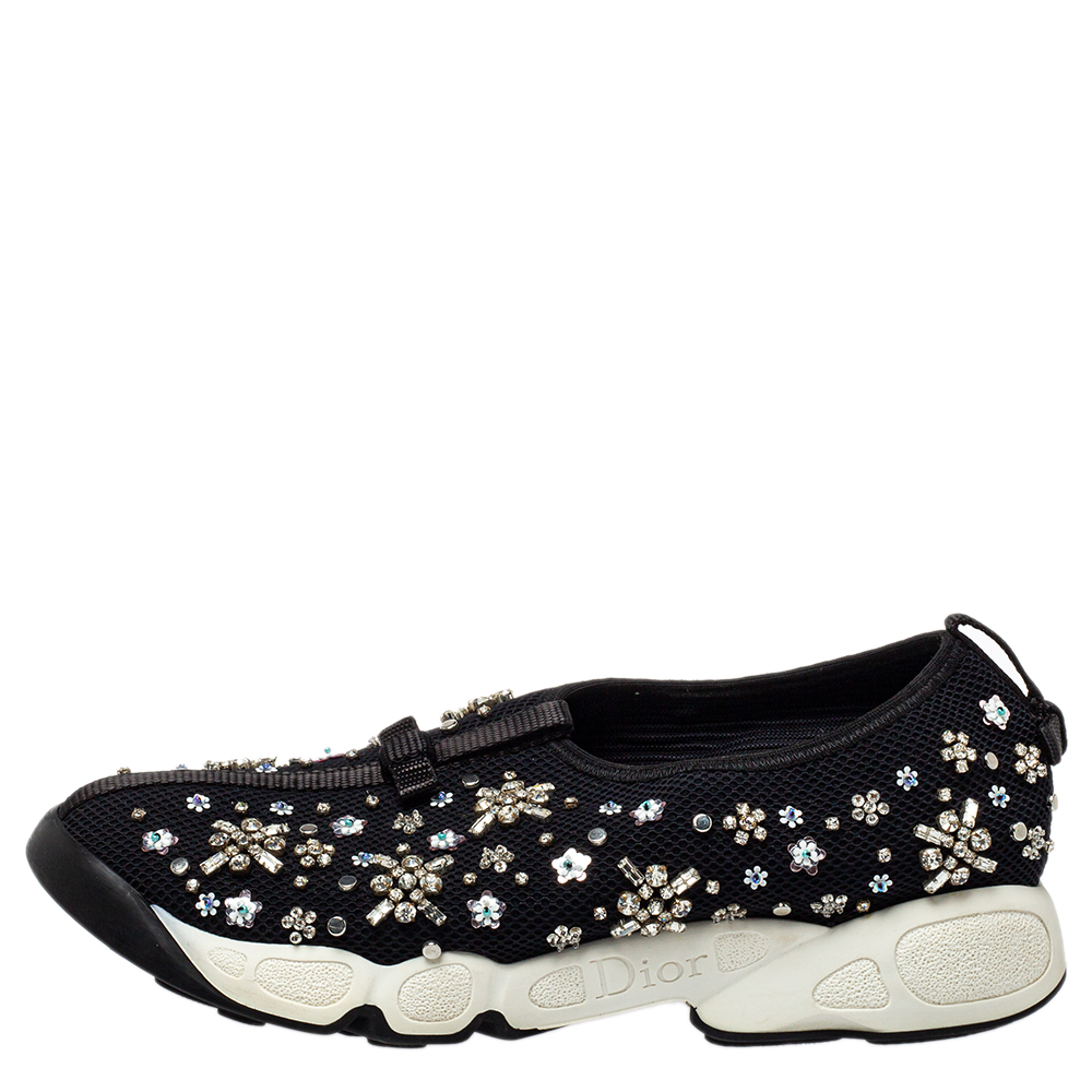 

Dior Black Mesh Fusion Embellished Sneakers Size