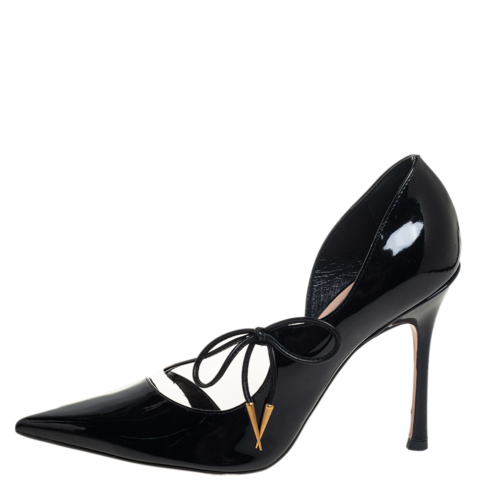 

Dior Black Patent Leather Knot Detail D'Orsay Pumps Size