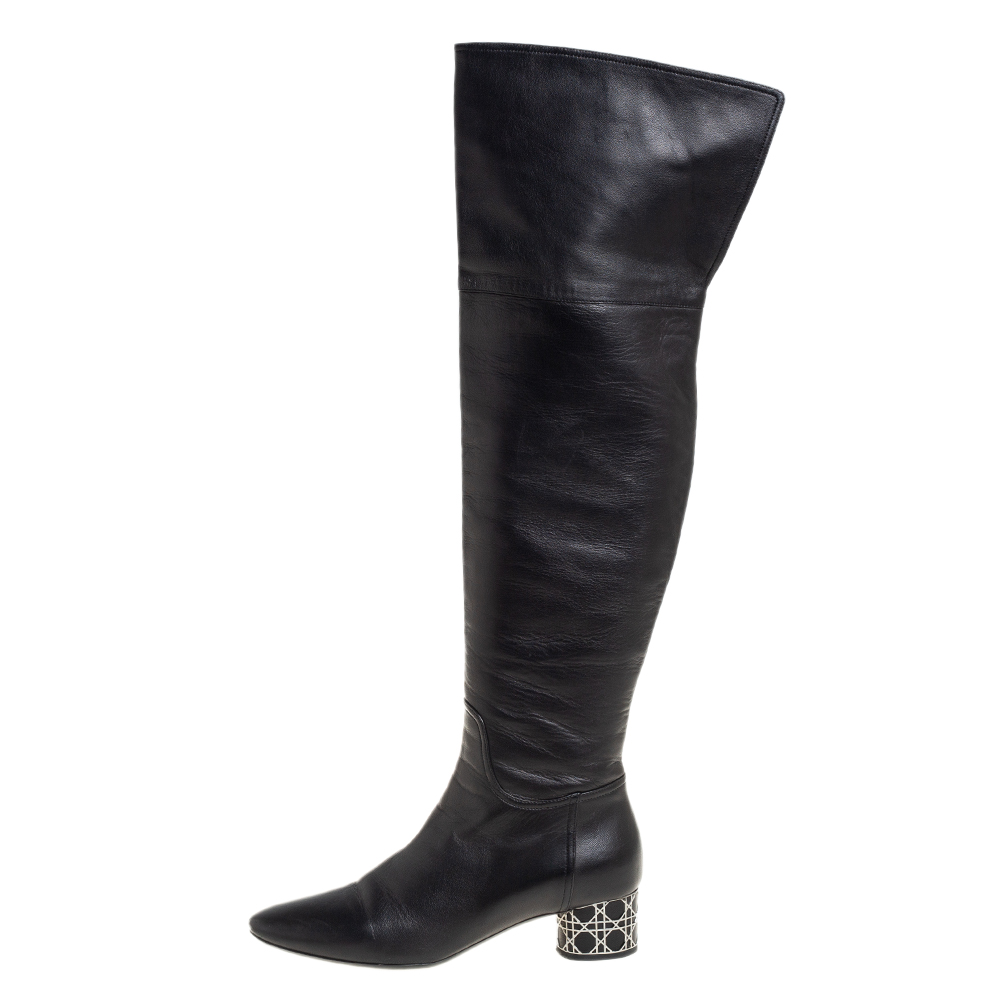 

Dior Black Leather Over Knee High Boots Size