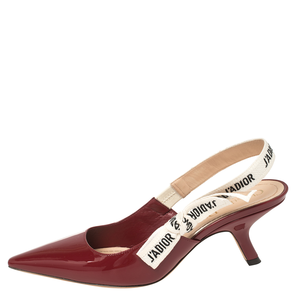 

Dior Burgundy Patent Leather J'Adior Slingback Sandals Size