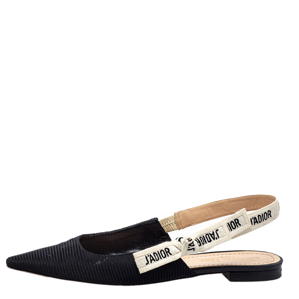 

Dior Black Canvas J'adior Slingback Sandals Size