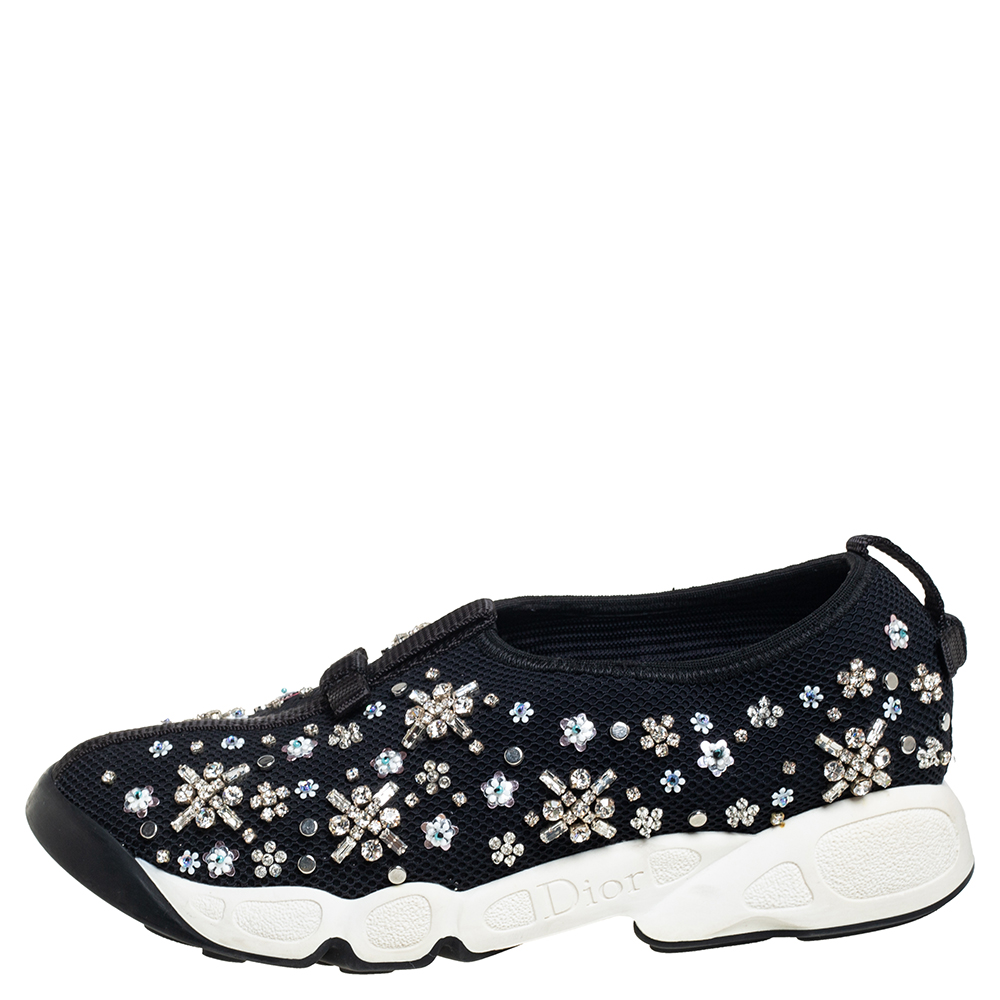 

Dior Black Mesh Fusion Embellished Slip On Sneakers Size