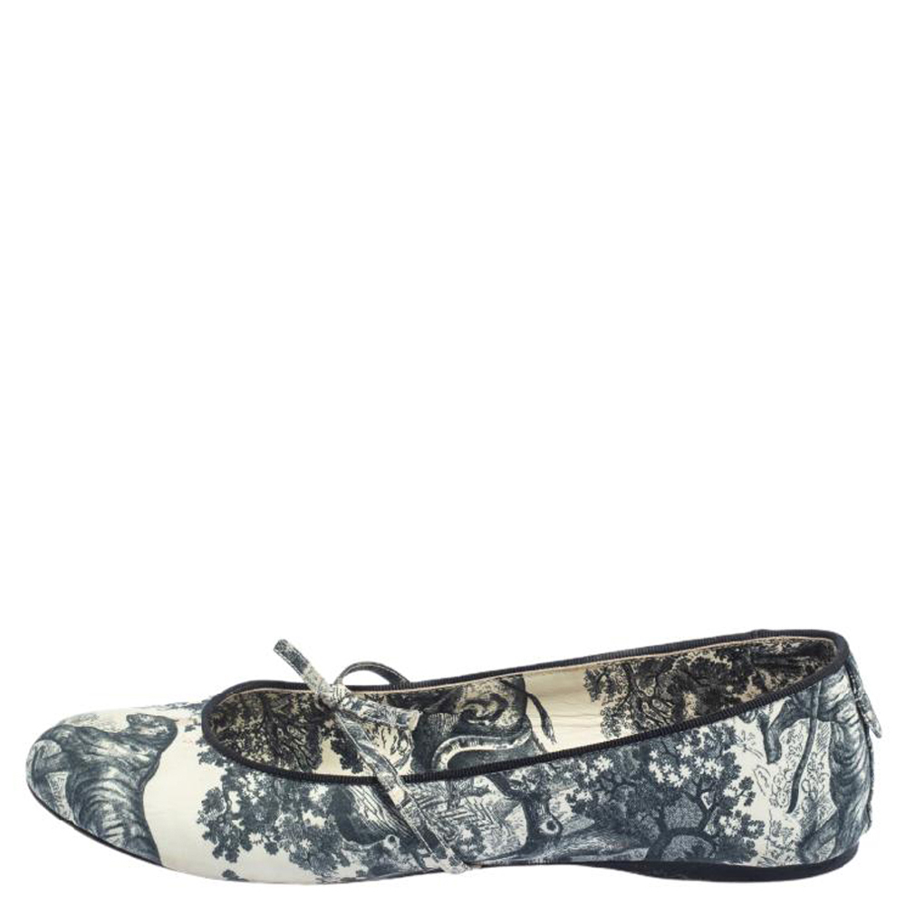 

Dior Blue Fabric Toile De Jouy Ballet Flats Size