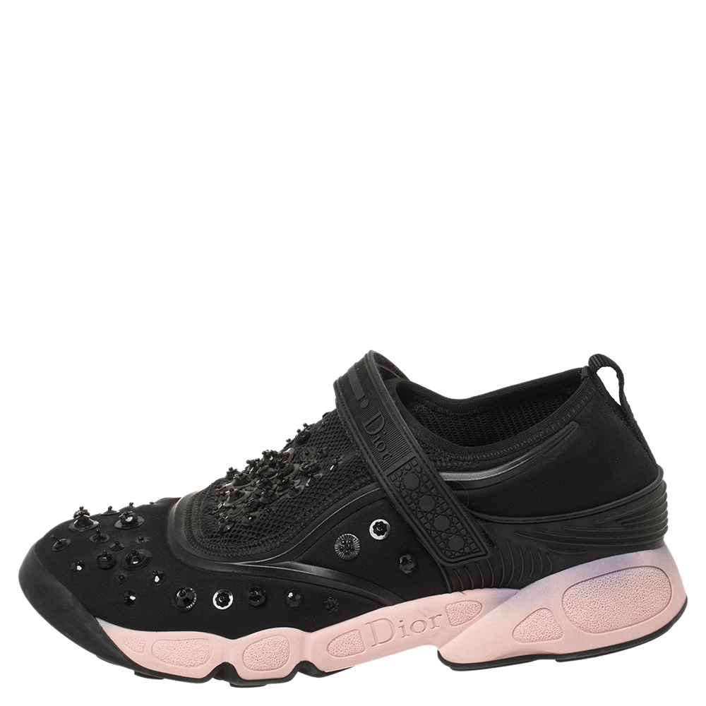 

Dior Black Fabric And Mesh Fusion Embellished Low Top Sneakers Size
