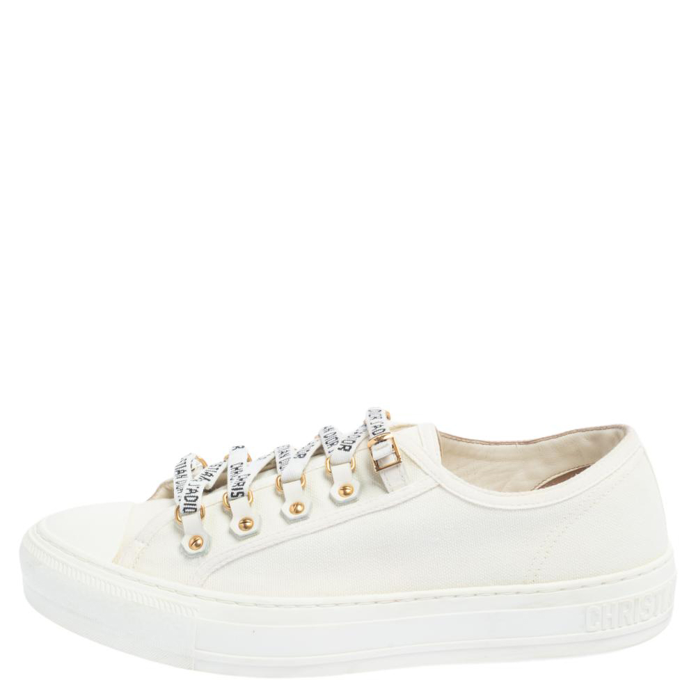 

Dior Off-white Canvas Walk'n'Dior Low Top Sneakers Size