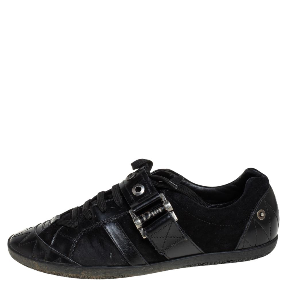 

Dior Black Suede and Leather Buckle Detail Low Top Sneakers Size