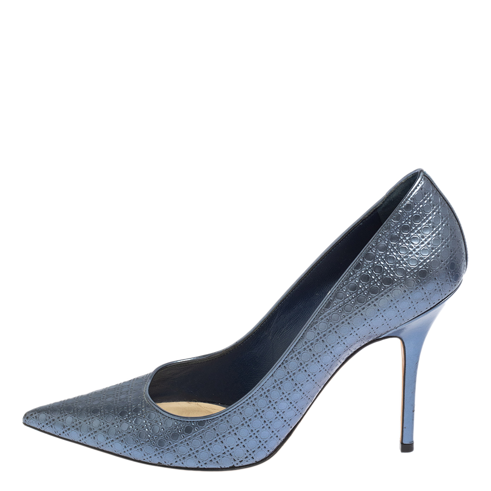 

Dior Metallic Blue Cannage Leather Pointed Toe Pumps Size