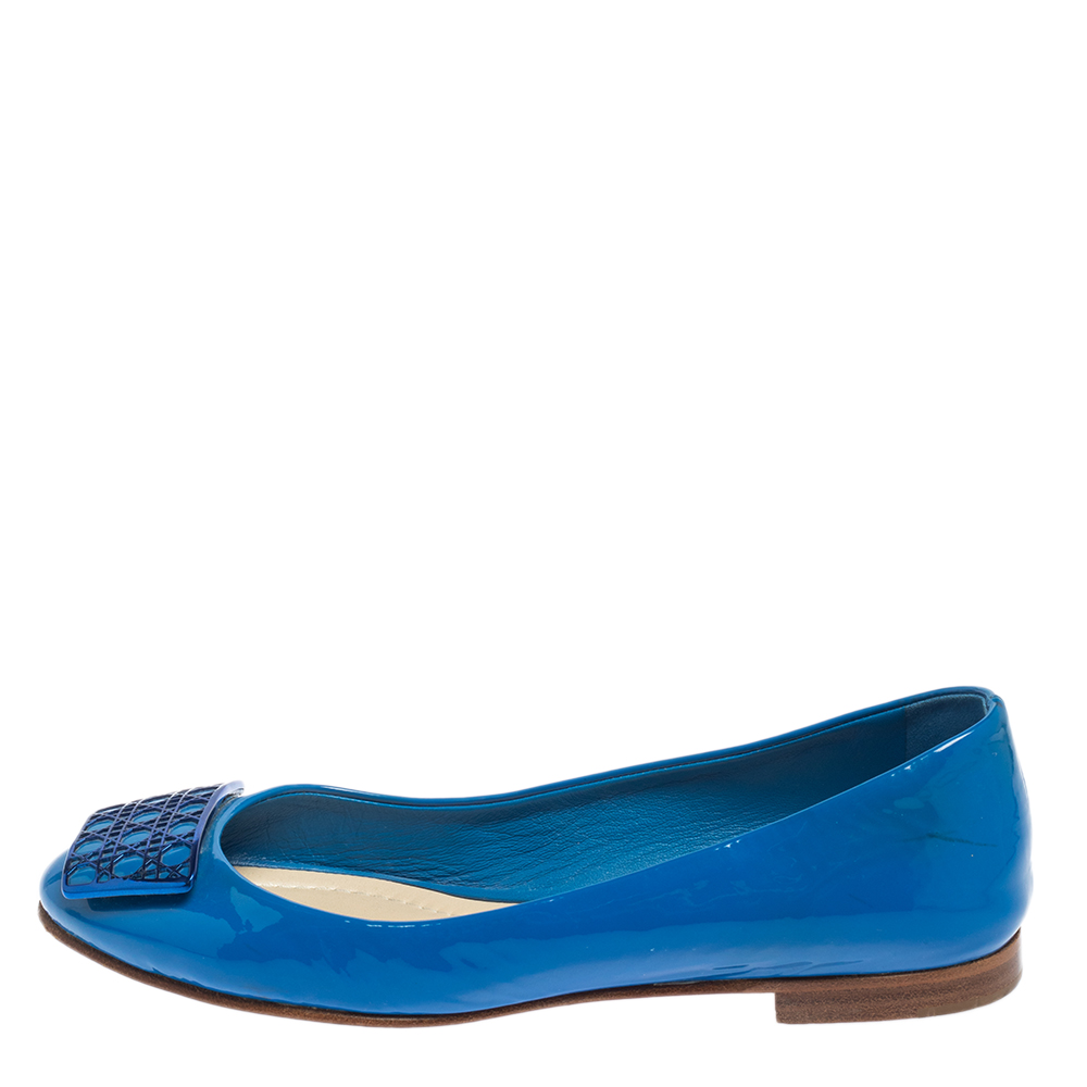 

Dior Blue Patent Leather Ballet Flats Size