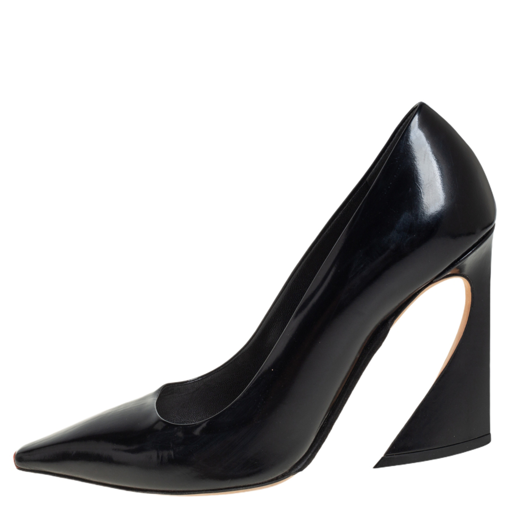 

Dior Black Leather Pointed Toe Curved Heel Pumps Size
