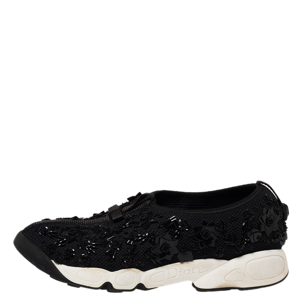 

Dior Black Mesh Fusion Embellished Low Top Sneakers Size