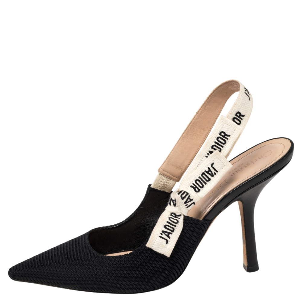

Dior Black Technical Canvas J'adior Slingback Sandals Size