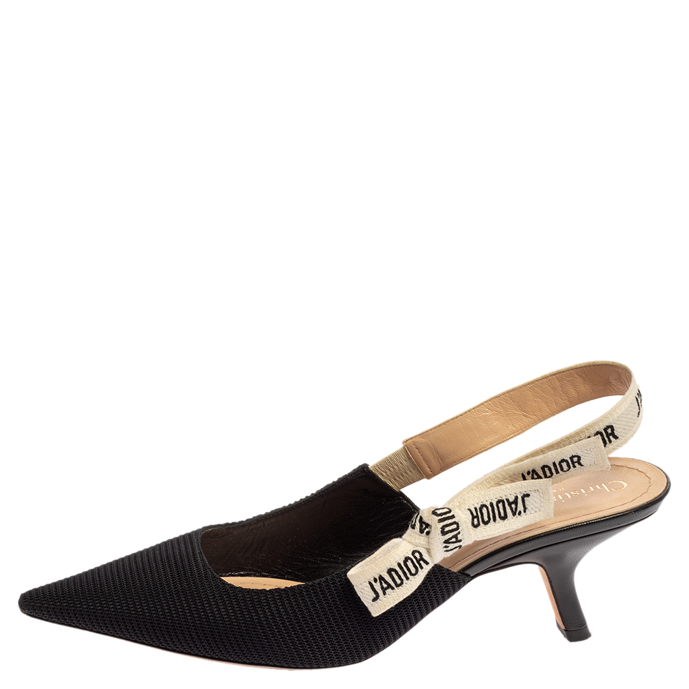 

Dior Black Technical Canvas Pointed Toe J'Adior Slingback Sandals Size