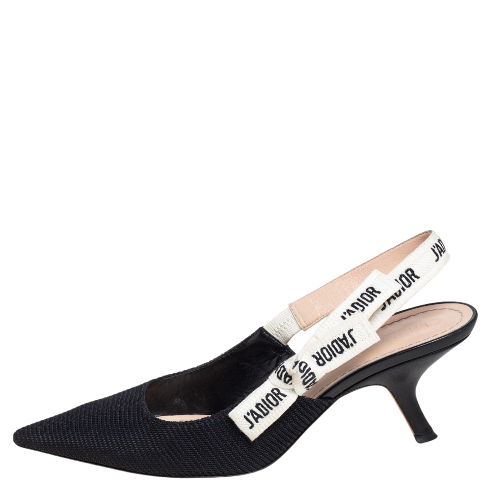 

Dior Black Canvas J'Adior Slingback Pumps Size
