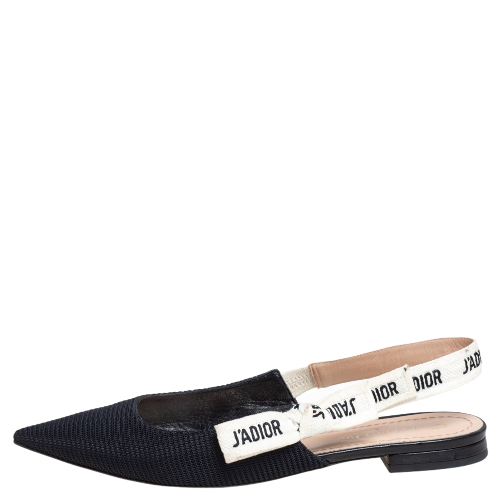 

Dior Black Canvas J'adior Slingback Flats Size