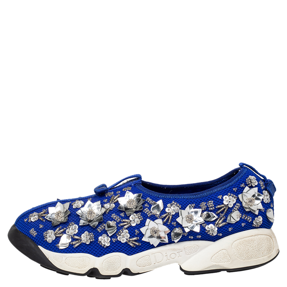 

Dior Blue Mesh Fusion Embellished Slip On Sneakers Size